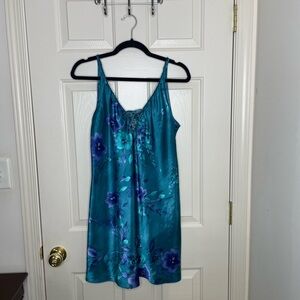 Vintage blue and purple floral slip dress | L